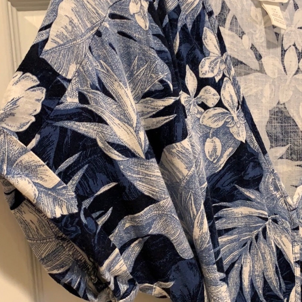NWT H&M Blue Linen Tropical Floral Tie Dress XS - Picture 8 of 9